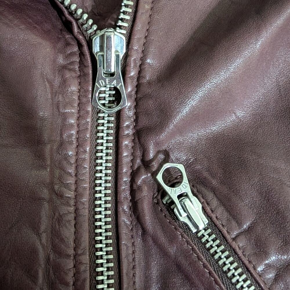 Madewell Washed Leather Motorcycle Jacket Size XS Cabernet Wine Preowned - Picture 7 of 14